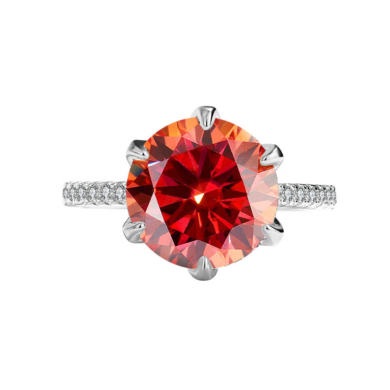 s925Sterling Silver Ring Moissanite Elegant Goddess Classic Six-Prong Carat Moissanite Diamond Women's Oval Wedding Ring