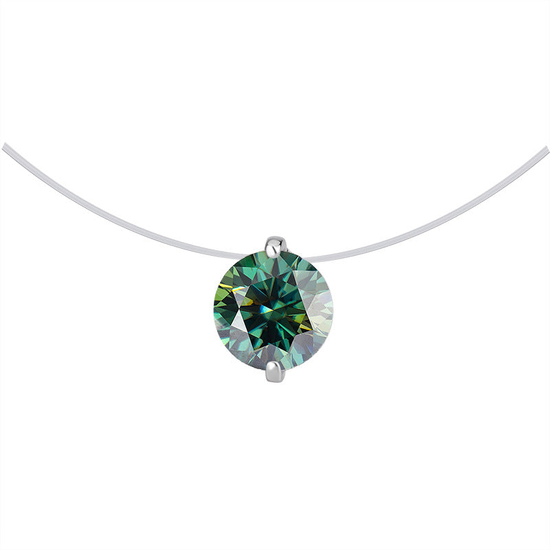 Same Style as Zhao Lusi S925Silver Collarbone Chain Mermaid Tears Necklace for Women, Niche High-end Moissanite Pendant Wholesale