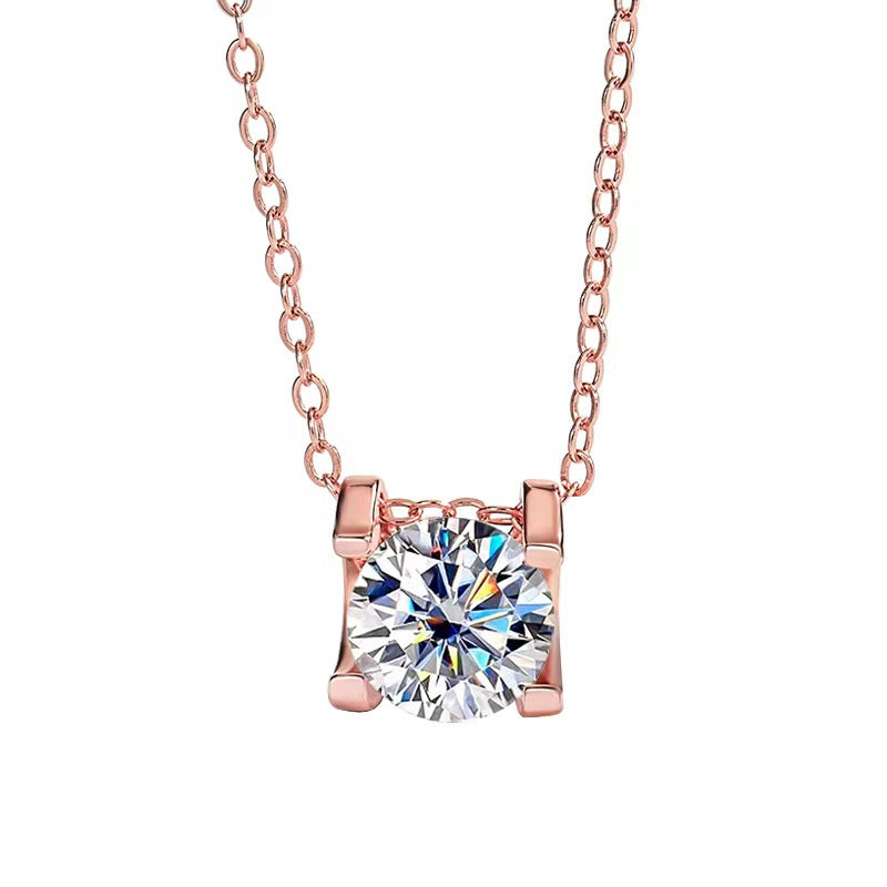 s925Sterling Silver Colorful Moissanite Diamond Bull Head Necklace for Women Classic Pendant Women's Fashion Hot Sale Clavicle Chain Wholesale