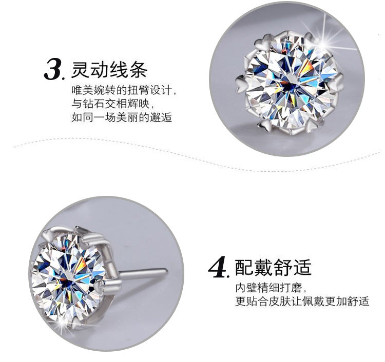 Cross-border hot selling S925Silver Genuine Moissanite Snowflake Earrings Elegant Simple Moissanite Ear Jewelry Factory Wholesale