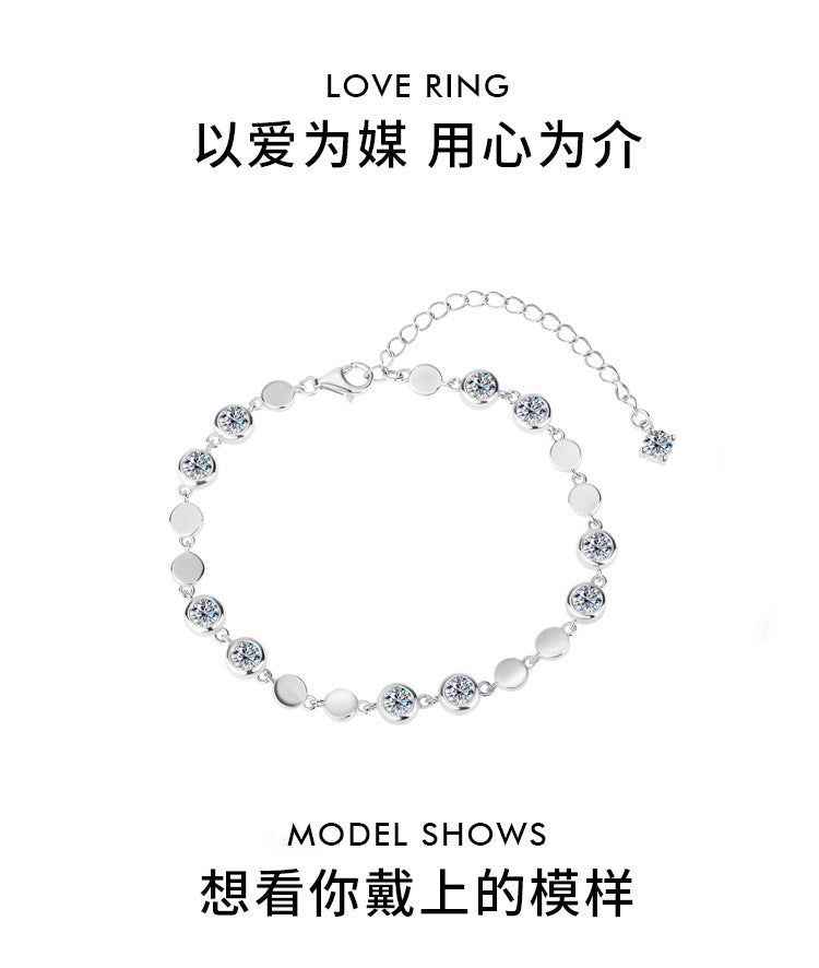Cross-Border S925Pure Silver Sparkling Moissanite Bracelet High Fashion Exquisite Moissanite Jewelry Factory Wholesale