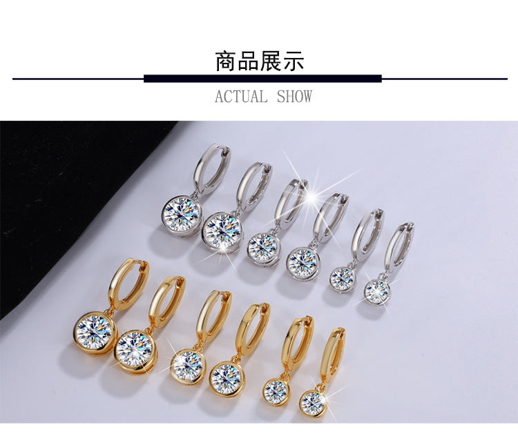 Cross-Border S925Silver Moissanite Bubble Earrings Moissanite Stud Earrings for Women High-end Fashion Simple Earrings Factory Wholesale