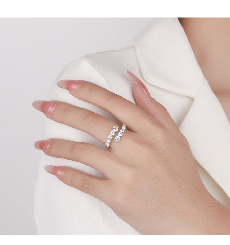 Cross-border new arrival S925Silver Moissanite Starry Sky Shining Night Ring Female fashion Exquisite ins High-end Manufacturer Direct Sale