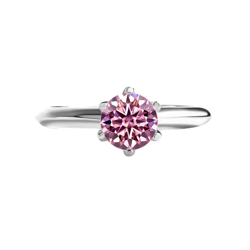 S925Sterling Silver Ring T Six-Prong Moissanite Ring for Women Classic Six-Prong Crown Proposal Ring Wholesale