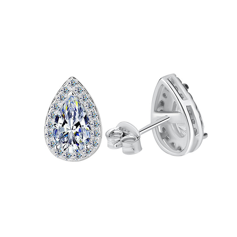 Hot Sale S925Sterling Silver Water Drop Earrings Pear Shape Moissanite Earrings Simple Versatile High-end Earrings Manufacturer Wholesale