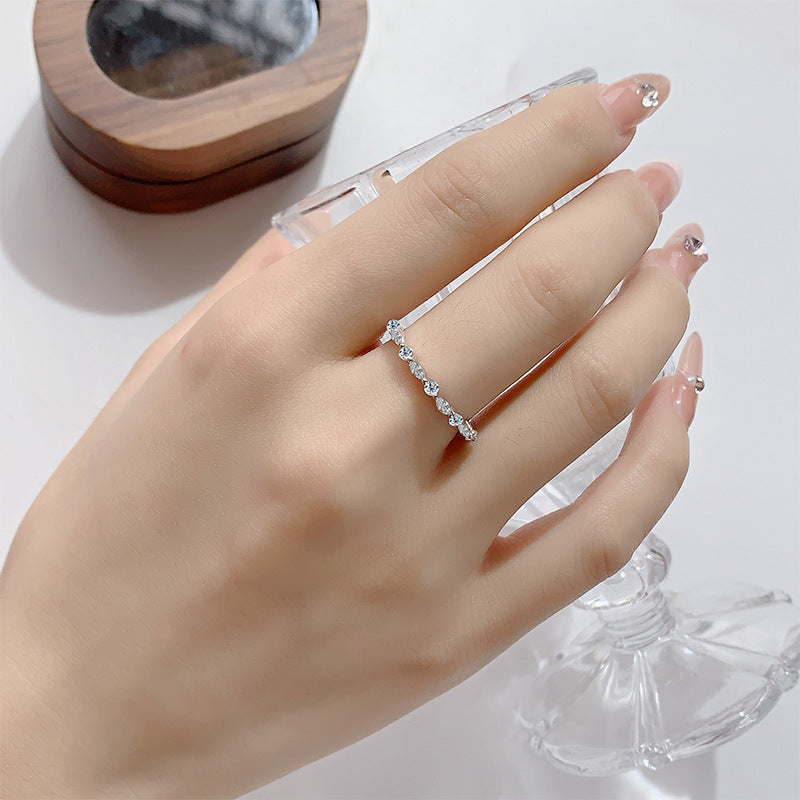 Cross-border hot selling S925Sterling Silver Horse Eye Moissanite Ring Set European and American Popular Stackable Ring Twin Women's Ring Factory Wholesale