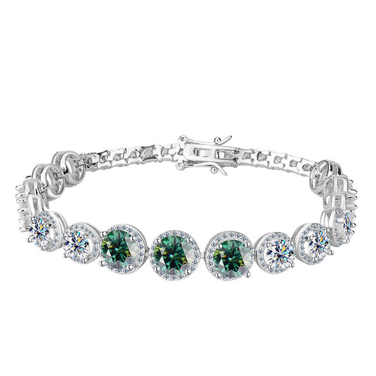 Cross-border hot selling S925Silver Round Bracelet for Women with Moissanite, Luxurious Heavy Craft Bracelet, Super Sparkling Jewelry, In Stock Wholesale
