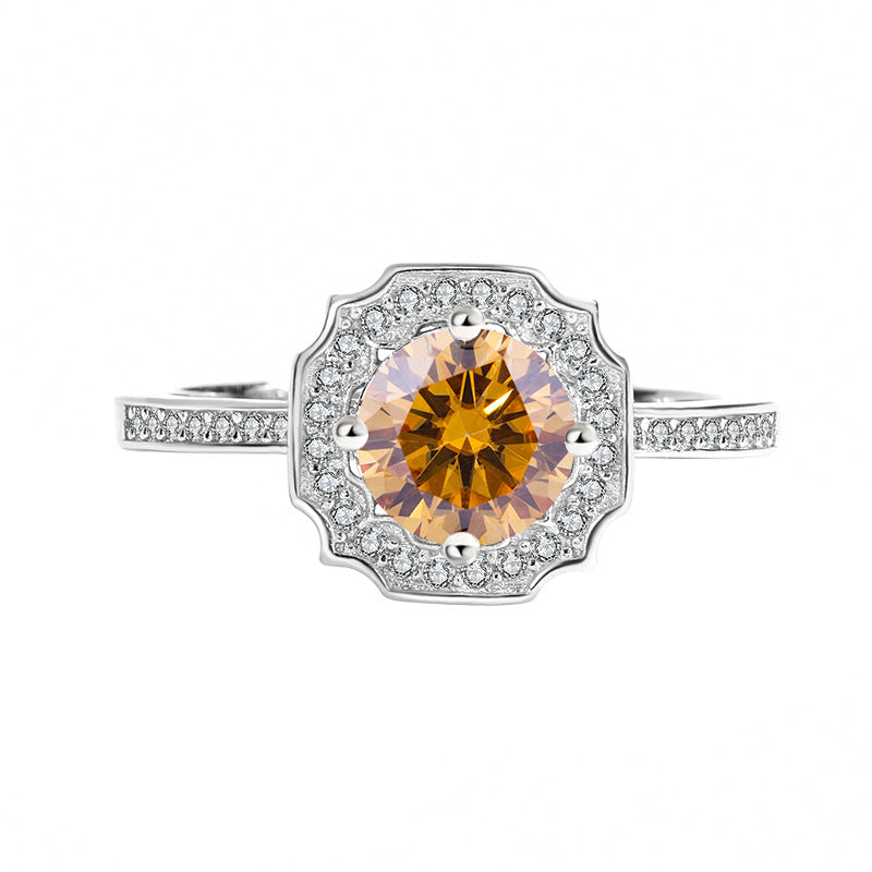 S925Sterling Silver Ring D Moissanite Moissanite Diamond Women's Imitation Sea Rui Wen Style1Carat Ring