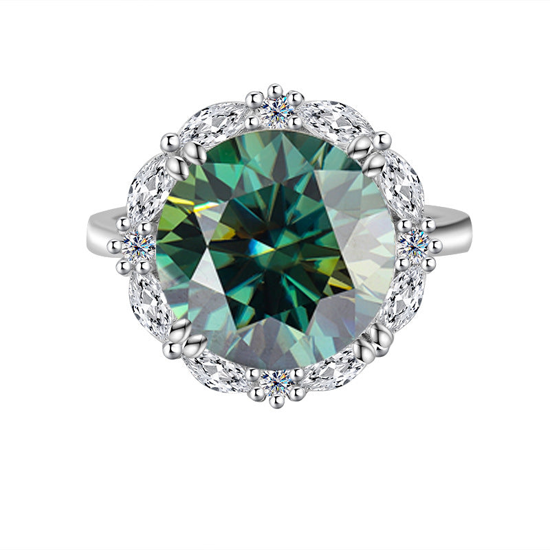 Cross-Border925Women's Sterling Silver Ring5Carat Luxury Beloved Moissanite Ultra Sparkling Ring Fashion High-end Factory Wholesale