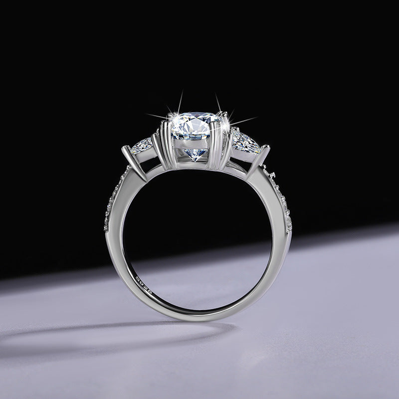 Amazon eBay Cross-Border Delivery925Sterling Silver2Carat Egg-Shaped Women's Moissanite Closed Ring Factory Direct Sale