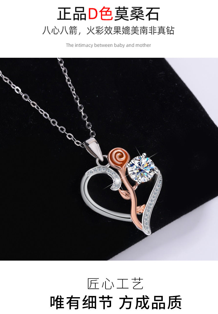 Exclusive for cross-border S925Sterling Silver Only Love You Necklace for Women Moissanite Diamond Pendant Qixi Valentine's Day Collarbone Chain