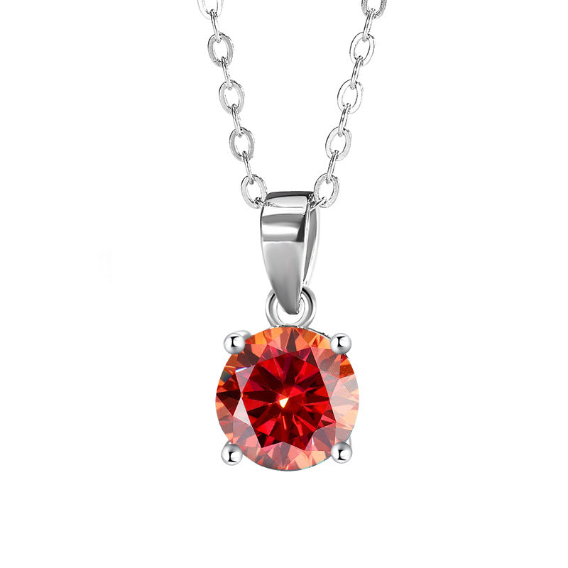 Exclusive for cross-border S925Silver Four-Claw Necklace Moissanite Diamond Pendant Simple Luxury Versatile Collarbone Chain Factory Wholesale