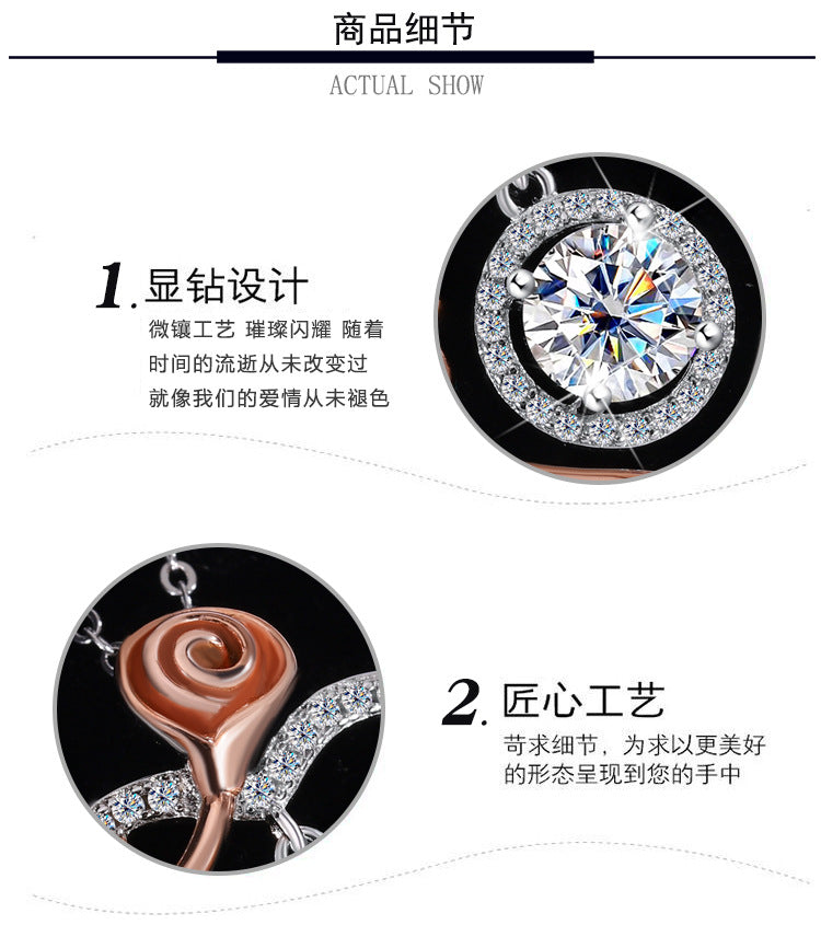 Cross-Border Europe and America S925Sterling Silver Beating Heart Clavicle Chain Necklace for Women Simple High-end Pendant Jewelry Wholesale Accessories