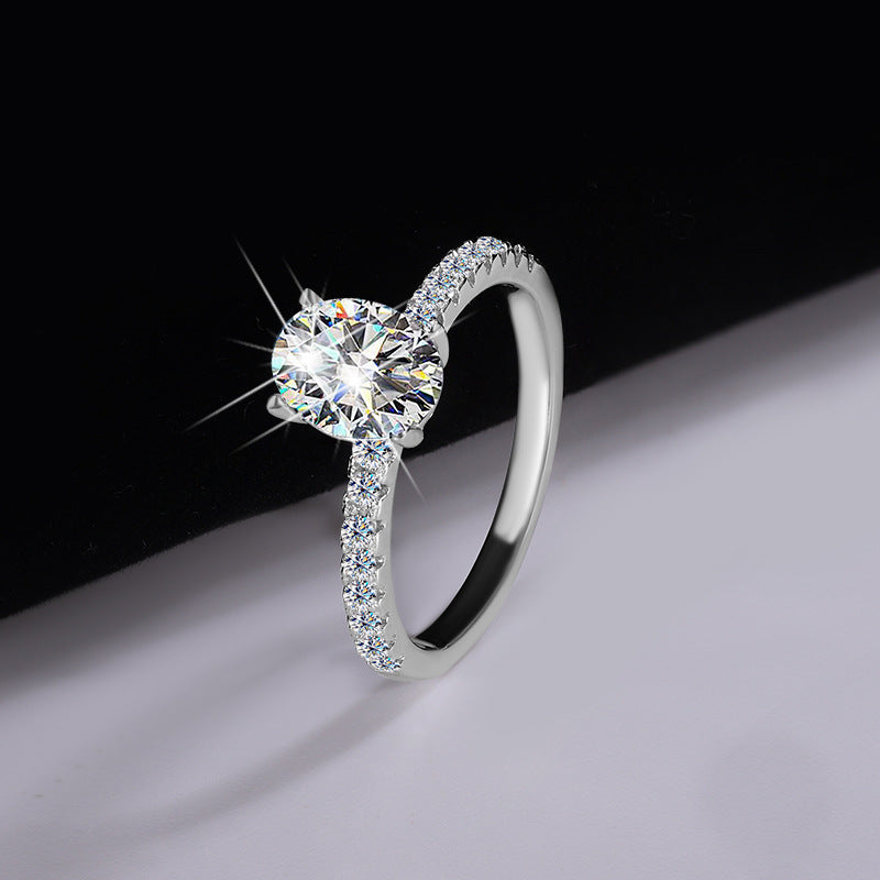 Hot Sale S925Silver Female Pigeon Egg Proposal Diamond Ring High-end Irregular Pigeon Egg Shape Moissanite Ring Factory Wholesale
