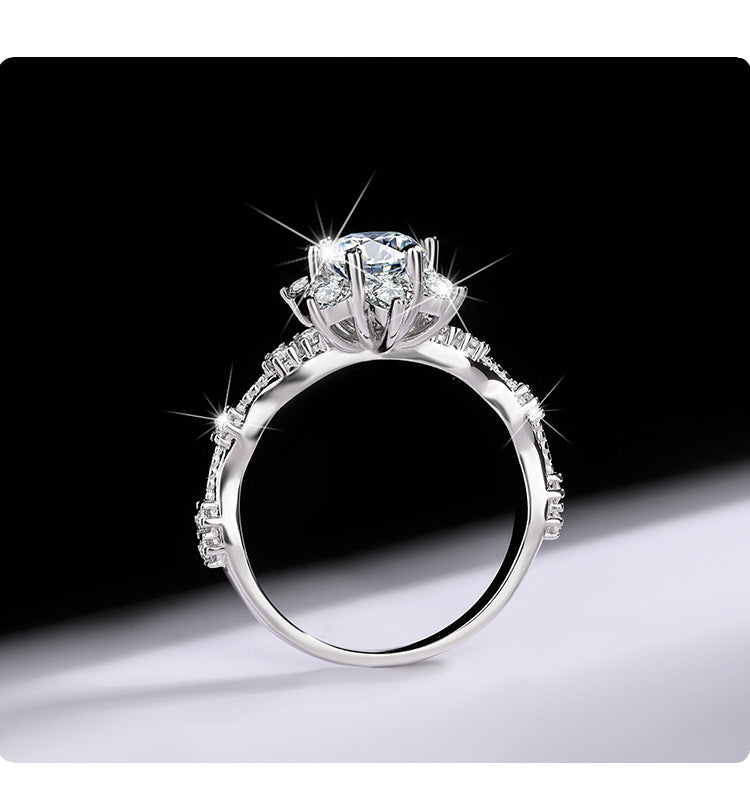 S925Sterling Silver Ring Genuine Moissanite Diamond Starlight Girl Couple Rings Wedding Proposal Gift for Girlfriend
