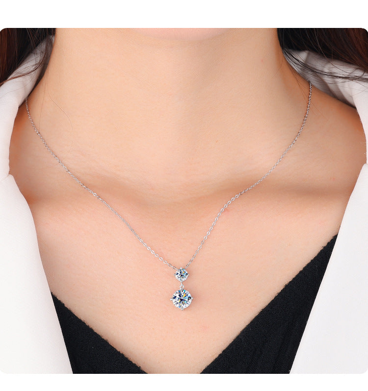 Cross-border Wholesale Direct Sales S925Sterling Silver Moissanite Gourd Necklace for Women Fashion Simple Pendant High-end Clavicle Chain
