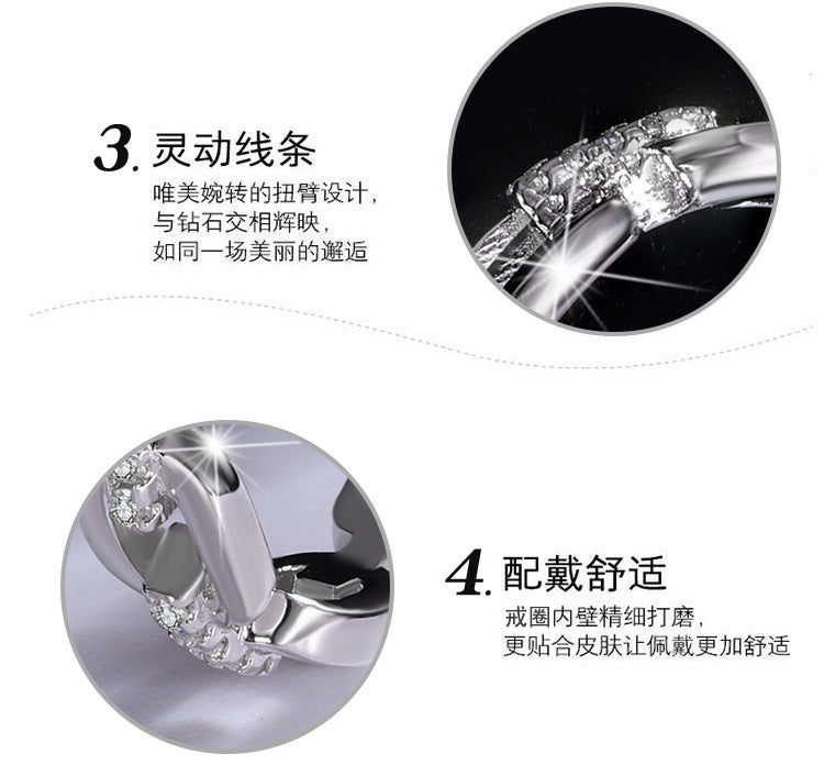 Cross-Border Europe and America s925Sterling Silver Moissanite Ring for Women, Diamond-Studded Index Finger Ring, Elegant Internet Celebrity Style ins Wholesale Silver Rings