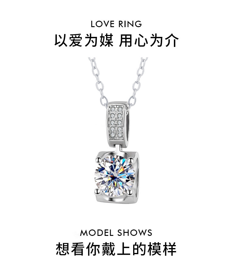 s925Sterling Silver Platinum Plated Micro Inlaid Bull Head Silver Pendant Moissanite Necklace for Women Classic Fashion Collarbone Chain Wholesale