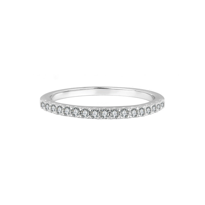 S925Sterling Silver One Row Moissanite Ring for Women, Simple Stackable Tail Ring, Couple Rings Wholesale Direct Sale