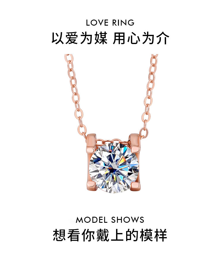 s925Pure Silver Bull Head Necklace Silver Pendant Moissanite Necklace for Women Classic Fashion Collarbone Chain In Stock Wholesale