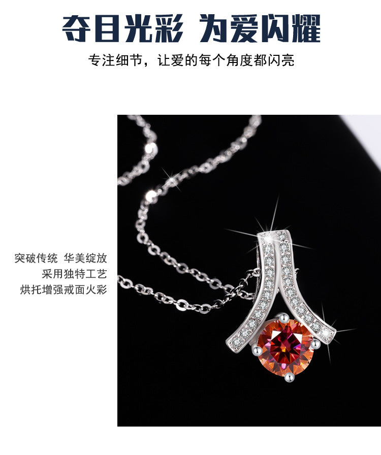 s925Sterling Silver Herringbone Necklace Silver Pendant Moissanite Necklace for Women Classic Fashion Collarbone Chain In Stock Wholesale