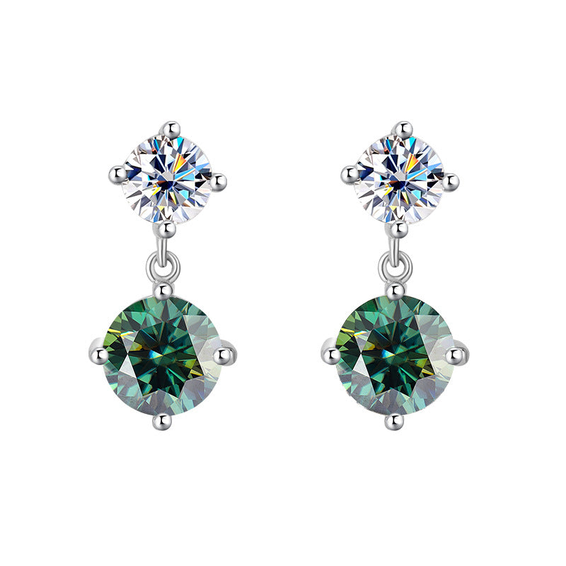 Best seller in europe and america S925Sterling Silver Moissanite Tassel Four-Prong Earrings Korean Style Full Diamond Moissanite Earrings Factory Wholesale