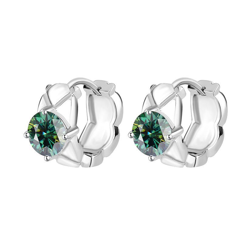 S925Sterling Silver Moissanite Diamond Pattern Small Chanel Style Earrings Fashion High-end Moissanite Diamond Jewelry Four-prong Stud Earrings Wholesale