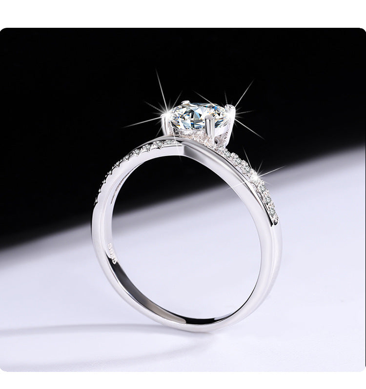 925Sterling Silver D Color Moissanite925Sterling Silver Ring Female Star Galaxy Four-Claw Hot-Selling Classic Wedding Live Streaming Source