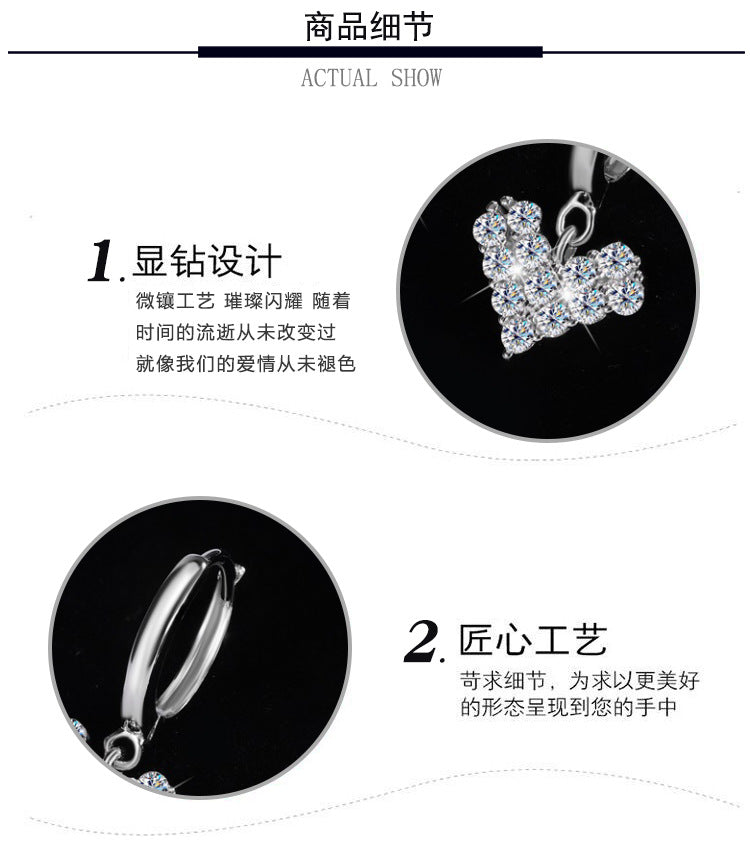 Exclusive for cross-border S925Silver Moissanite Heart Earrings Light Luxury Versatile High-end Moissanite Women's Factory Wholesale