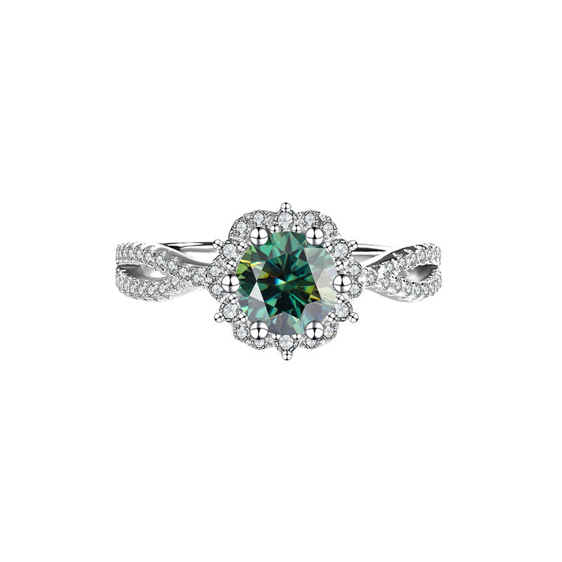 Cross-Border S925Sterling Silver Princess Elsa One Carat D Moissanite Diamond Ring for Women, Internet Celebrity Versatile Jewelry Wholesale