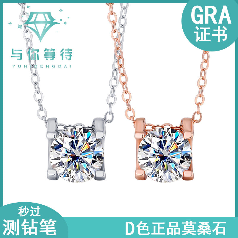 s925Pure Silver Bull Head Necklace Silver Pendant Moissanite Necklace for Women Classic Fashion Collarbone Chain In Stock Wholesale