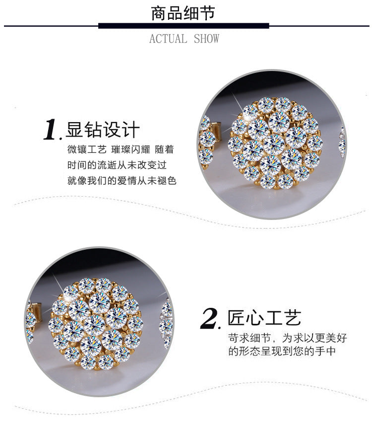 Europe and america cross border S925Sterling Silver Hip-Hop Style Full Diamond Moissanite Trendy Personality High-End Unisex Earrings