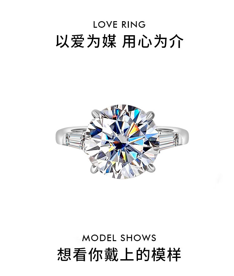 Cross-Border S925Pure Silver Pigeon Egg Four-Claw5Clamoissanite Ring Fashion High-end Women's Ring Factory Wholesale