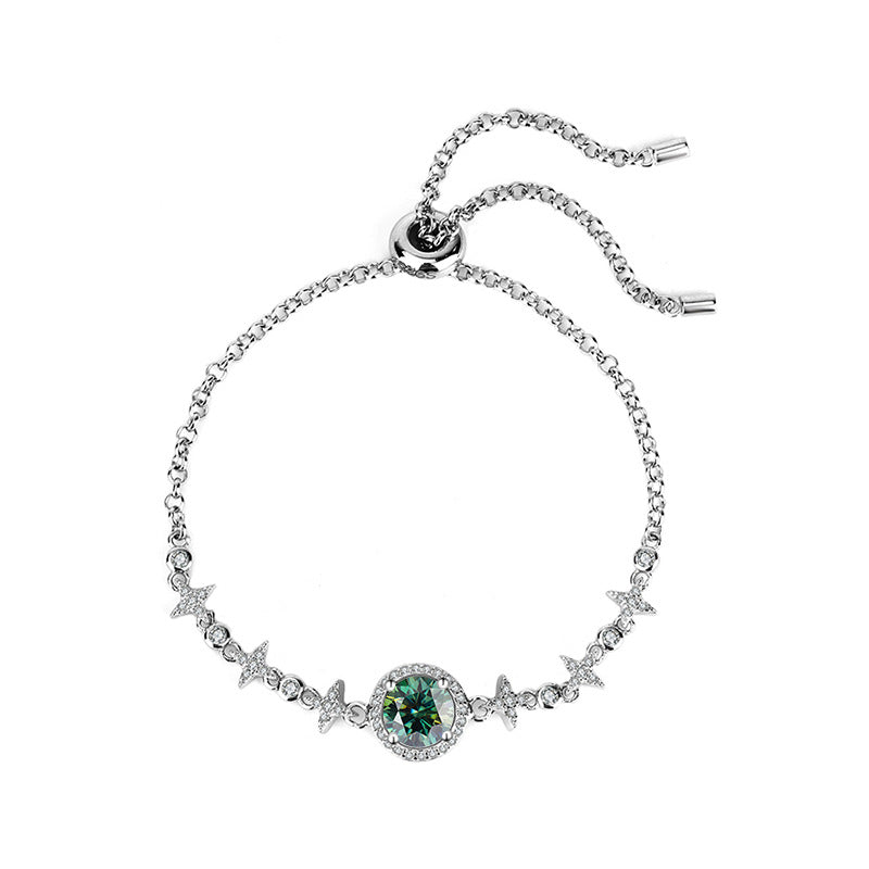 S925Sterling Silver Bracelet Moissanite Bracelet Starry Sky Round Bag Simple Fashion Women's TikTok Live Streaming Factory Direct Sale
