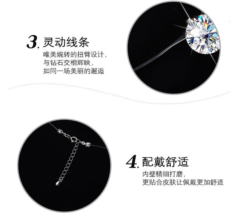 Same Style as Zhao Lusi S925Silver Collarbone Chain Mermaid Tears Necklace for Women, Niche High-end Moissanite Pendant Wholesale