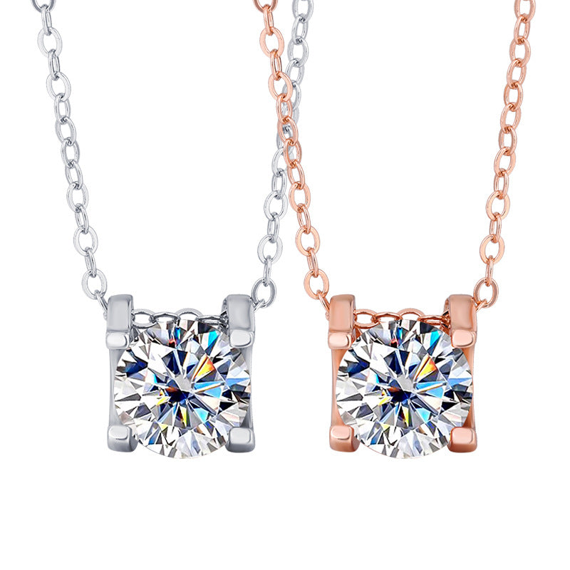 s925Pure Silver Bull Head Necklace Silver Pendant Moissanite Necklace for Women Classic Fashion Collarbone Chain In Stock Wholesale