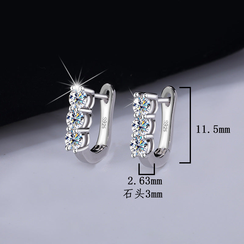 Direct Foreign Trade Sales S925Sterling Silver Full Diamond Moissanite Earrings Fashionable Personality Ear Clips Light Luxury High-end Ear Jewelry Wholesale