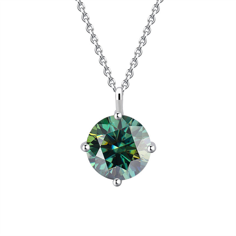 S925Sterling Silver Classic Four-Claw Moissanite Pendant Necklace for Women Fashion High-End Collarbone Chain Jewelry Wholesale