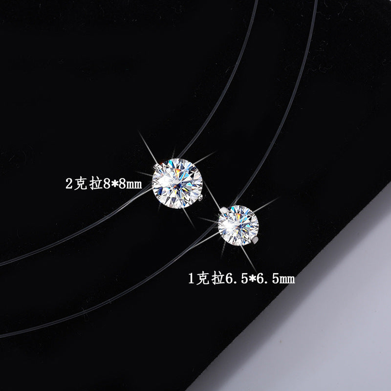 Same Style as Zhao Lusi S925Silver Collarbone Chain Mermaid Tears Necklace for Women, Niche High-end Moissanite Pendant Wholesale