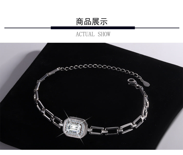 S925Sterling Silver Moissanite Geometric Bracelet 1Carat Irregular Moissanite Bracelet for Women, Light Luxury, Exquisite, Simple, Fashionable