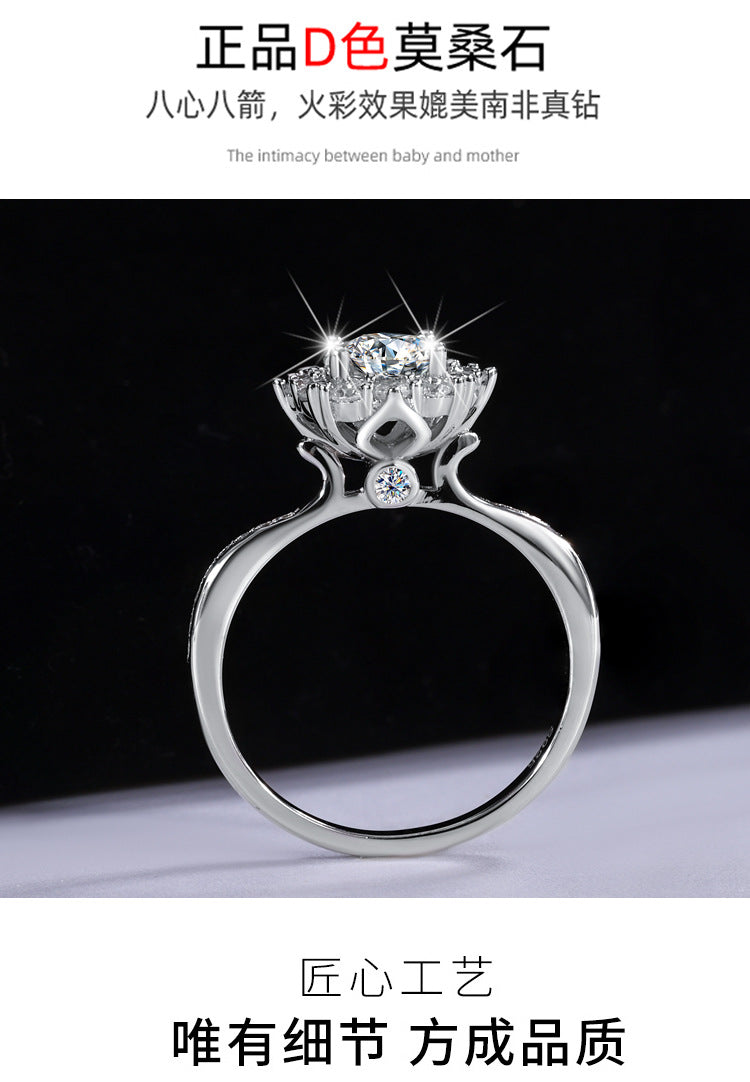 S925Silver Moissanite Galaxy Diamond Ring for Women, Platinum Plated, Proposal, Wedding, Princess, Radiant Star Diamond Ring Wholesale