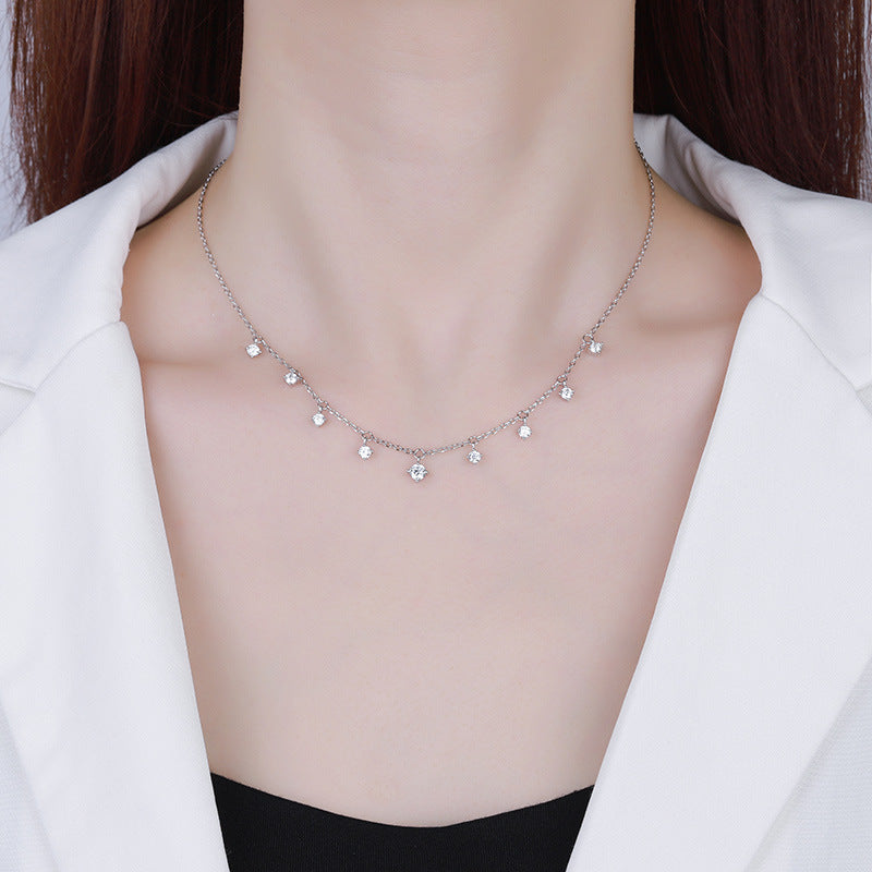 Cross-border Sparkling Moissanite Graff Collarbone Chain s925Sterling Silver1.1Carat Necklace Women's Light Luxury Fashion Accessories
