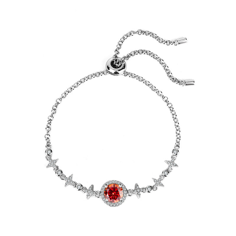 S925Sterling Silver Bracelet Moissanite Bracelet Starry Sky Round Bag Simple Fashion Women's TikTok Live Streaming Factory Direct Sale