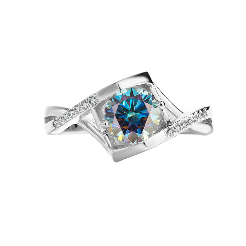 s925Sterling Silver Ring Moissanite Women's Ring Twist Arm Micro Inlay Angel's Kiss Proposal Factory Wholesale Moissanite