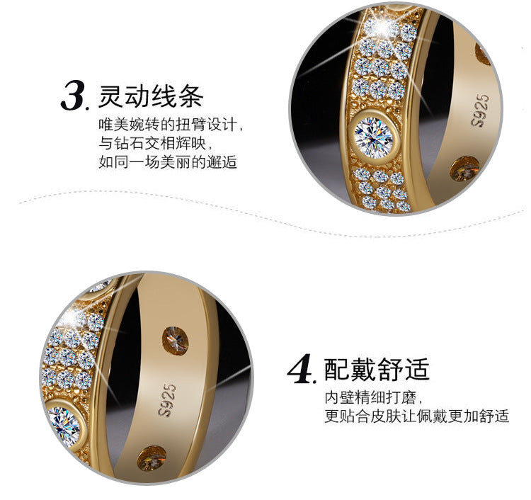 Exclusive for cross-border S925Pure Silver Moissanite Ring for Women Full Diamond Row Ring Full Moissanite High-end Exquisite Women's Ring Wholesale