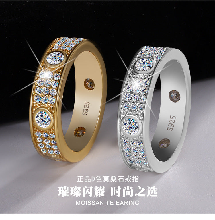 Exclusive for cross-border S925Pure Silver Moissanite Ring for Women Full Diamond Row Ring Full Moissanite High-end Exquisite Women's Ring Wholesale