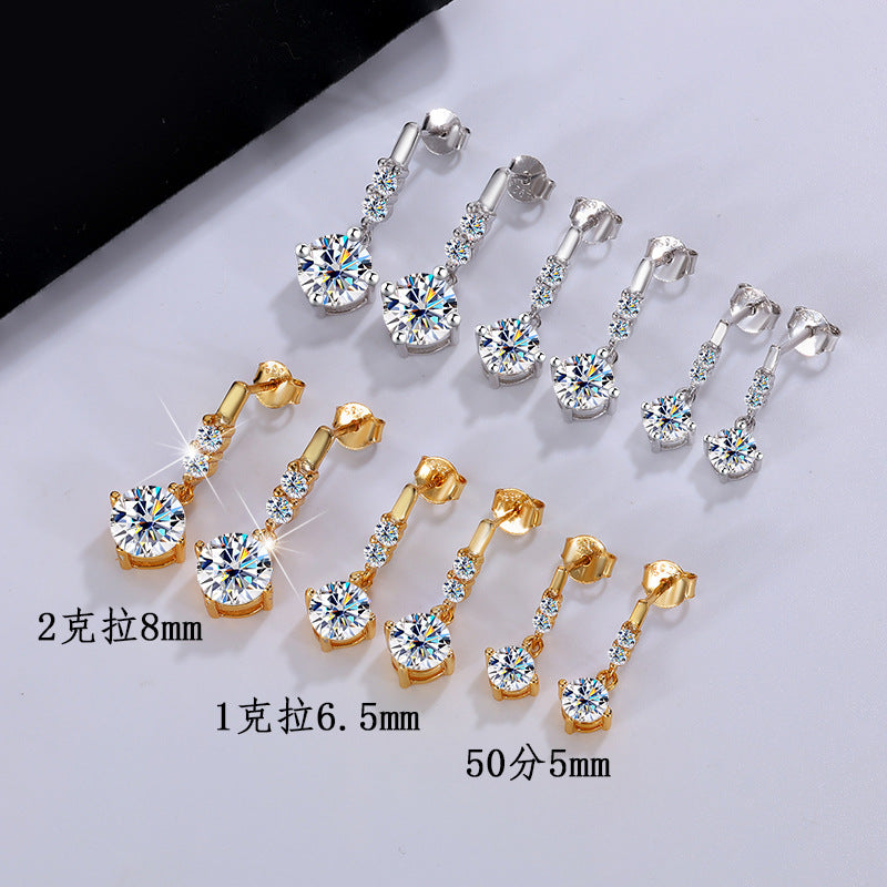 Factory direct sales S925Silver Tassel Dynamic Earrings Moissanite Stud Earrings for Women Moissanite Earrings Exquisite Craftsmanship Wholesale