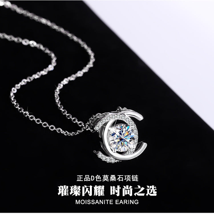 Cross-Border Europe and America S925Sterling Silver Beating Heart Clavicle Chain Necklace for Women Simple High-end Pendant Jewelry Wholesale Accessories