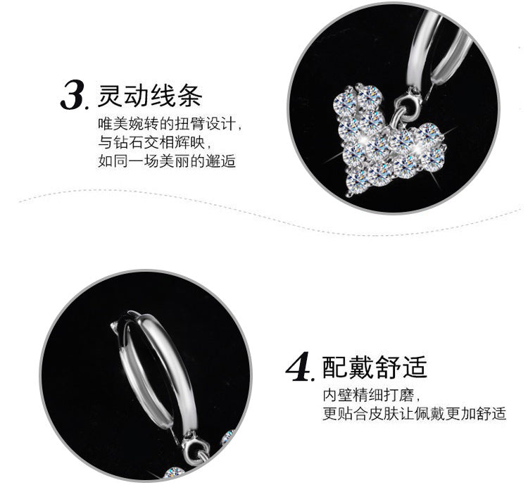Exclusive for cross-border S925Silver Moissanite Heart Earrings Light Luxury Versatile High-end Moissanite Women's Factory Wholesale