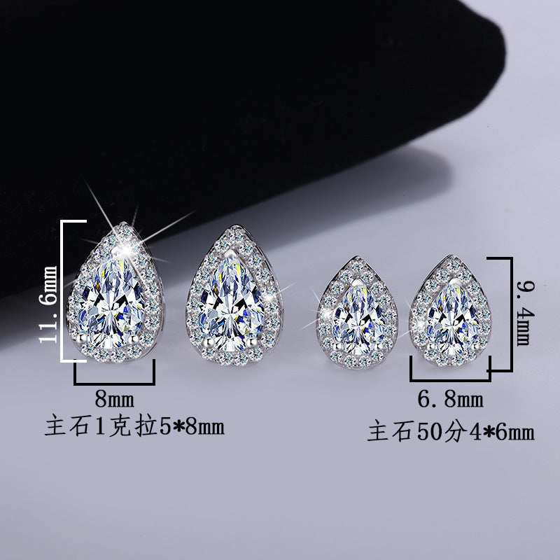 Hot Sale S925Sterling Silver Water Drop Earrings Pear Shape Moissanite Earrings Simple Versatile High-end Earrings Manufacturer Wholesale